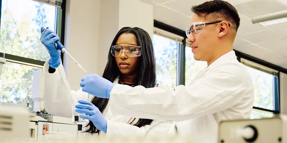 Forensic Science students working in the laboratory.