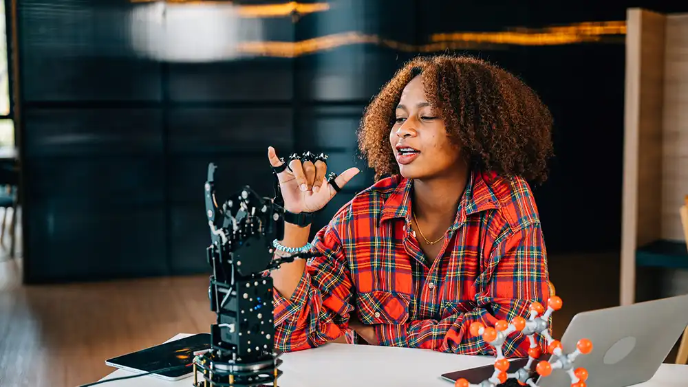 Student working on lab equipment