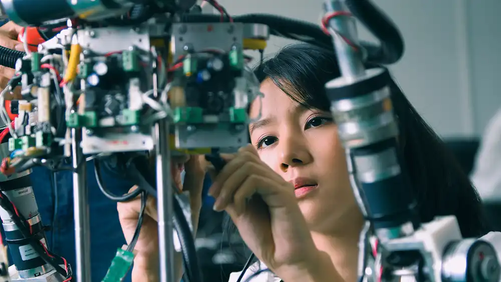 Student working on lab equipment