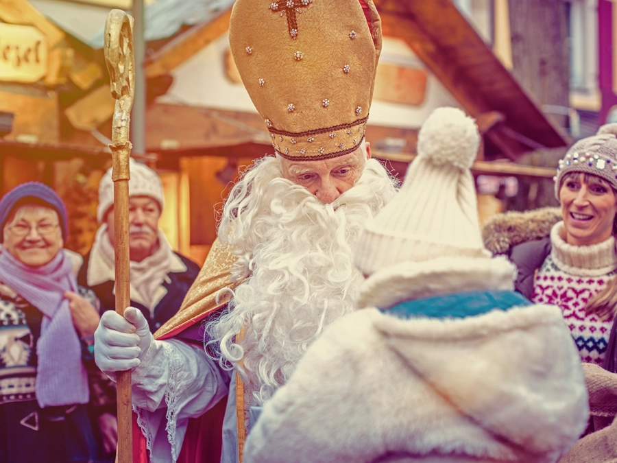 An evening view of the Vienna Christmas Market in Austria