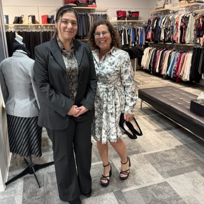 Student with Dress for Success Volunteer 