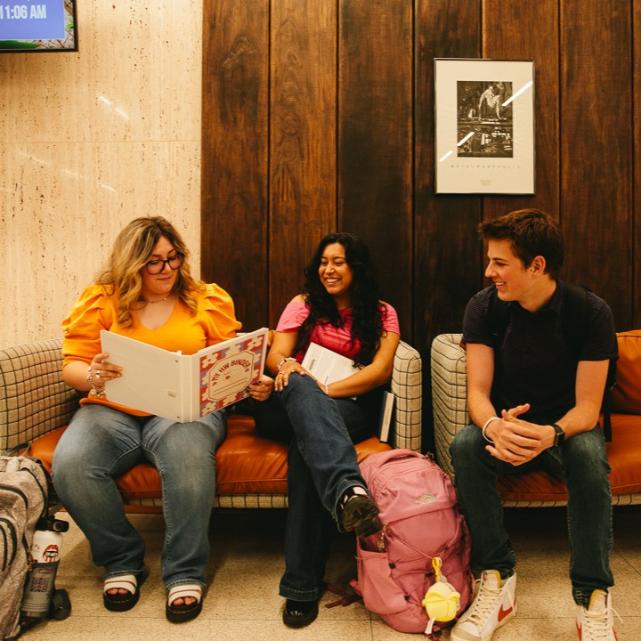Students in the library 