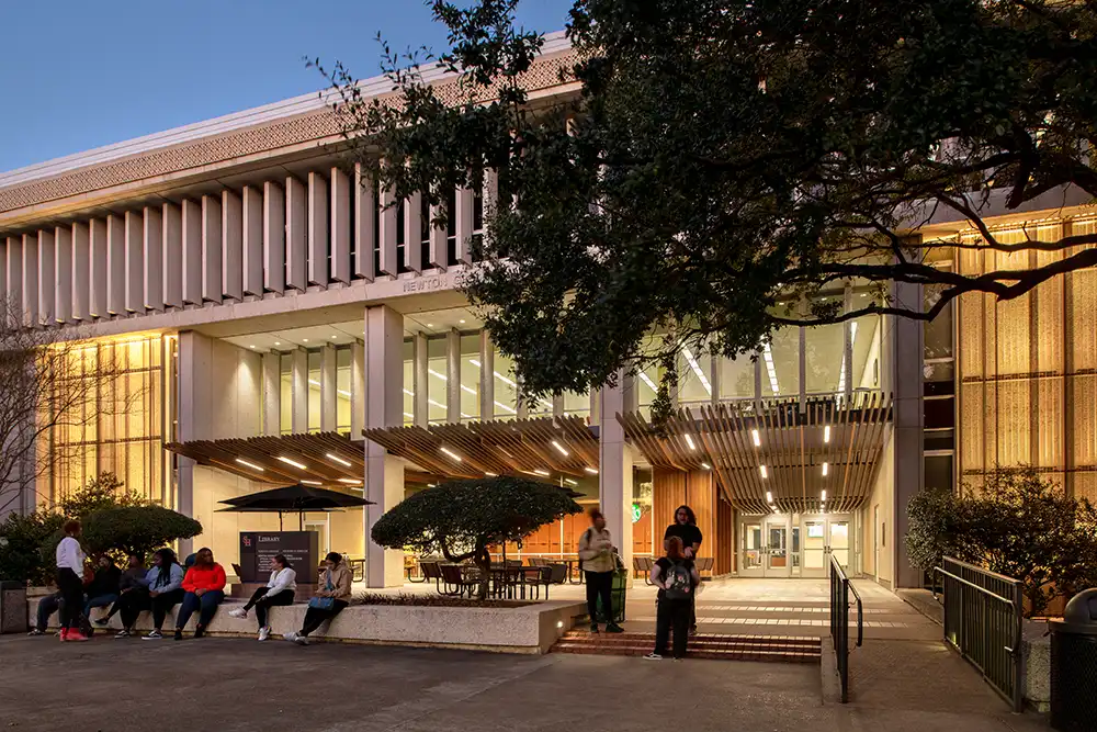External view of second floor of the library where the ASC is located.