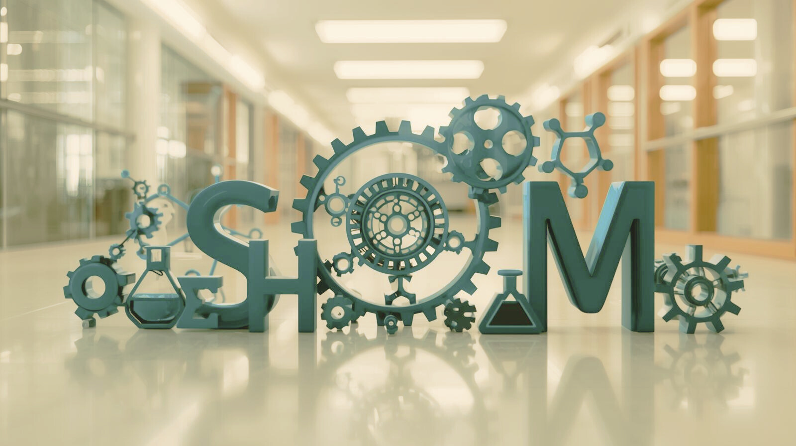 picture of S and M on a floor with science objects