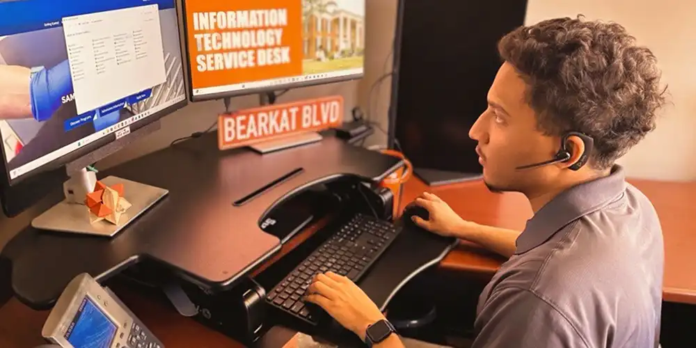 Service Desk Employee working