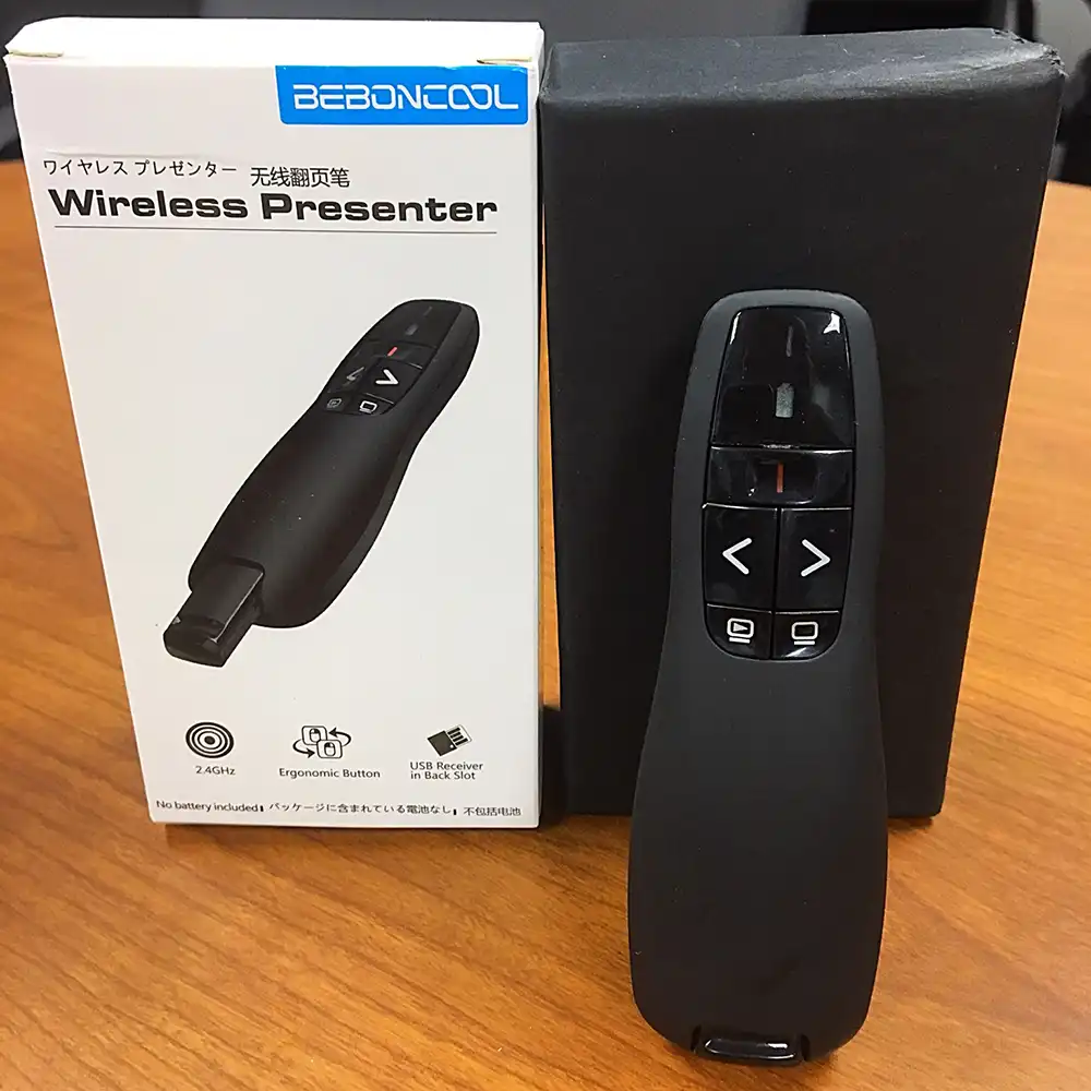 This is a photo of the presenter and the front of the box.